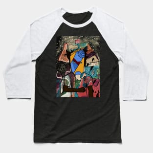 Dive into the Intriguing World of the MaleMask NFT - CrayonEye Color and Mystery Night Background Baseball T-Shirt